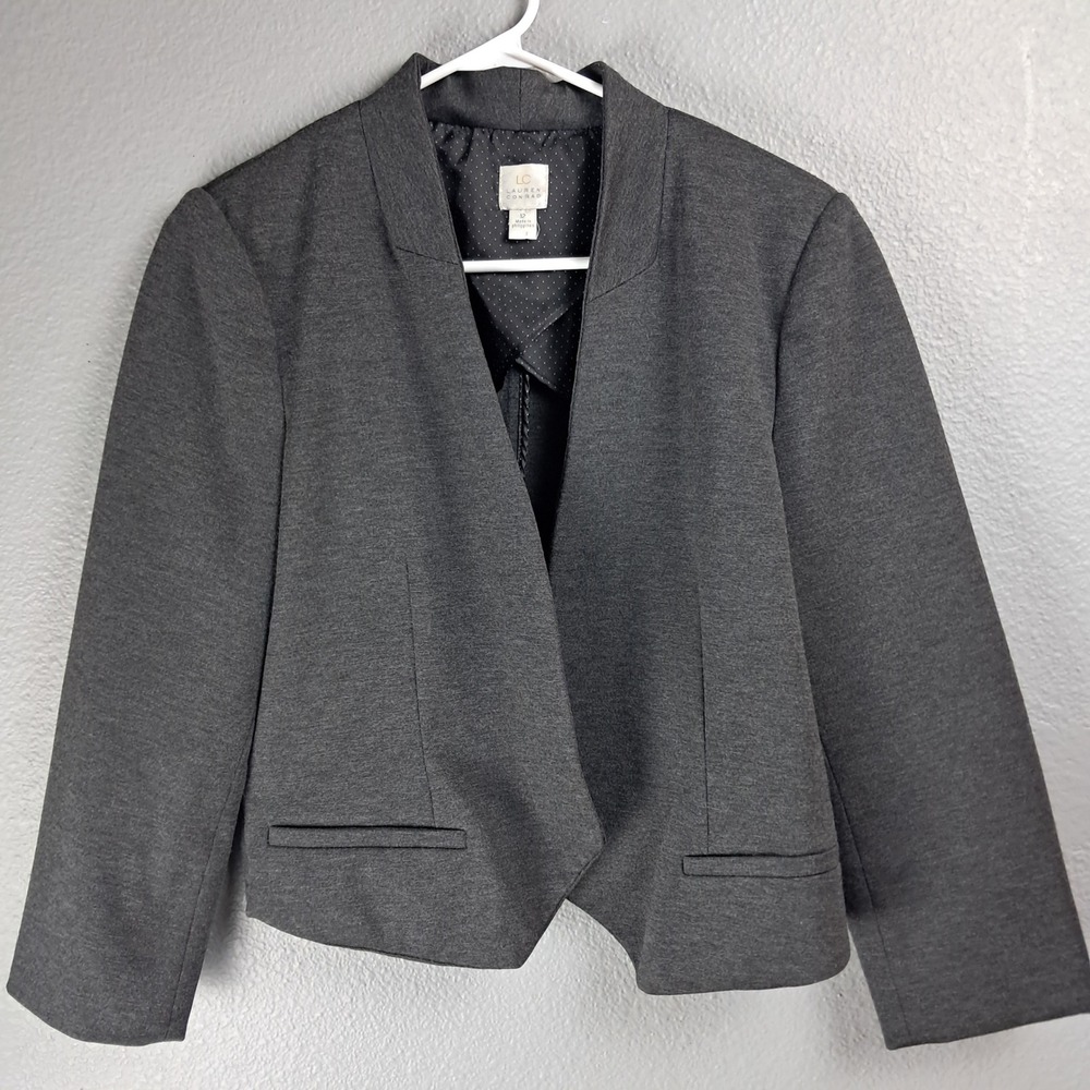 LC Lauren Conrad Blazer Open Front Career Casual Gray Jacket Size 12